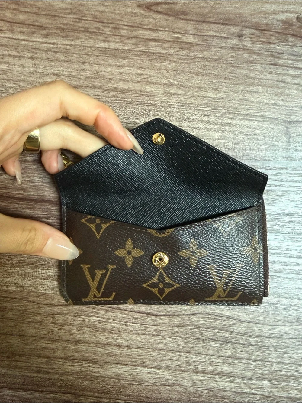Louis Vuitton Monogram Canvas Brown & Gold Envelope Card Pouch
